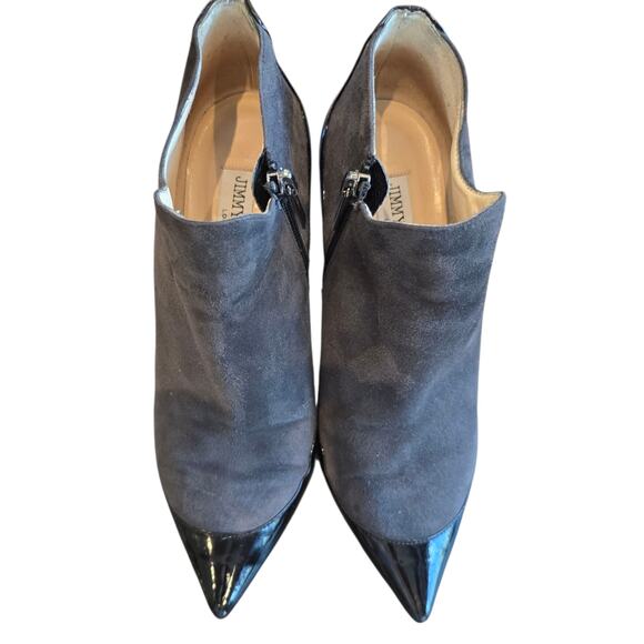 Jimmy Choo Grey Black Patent Brady Low Heel Ankle Booties Size 39 8 8.5 - Picture 4 of 8